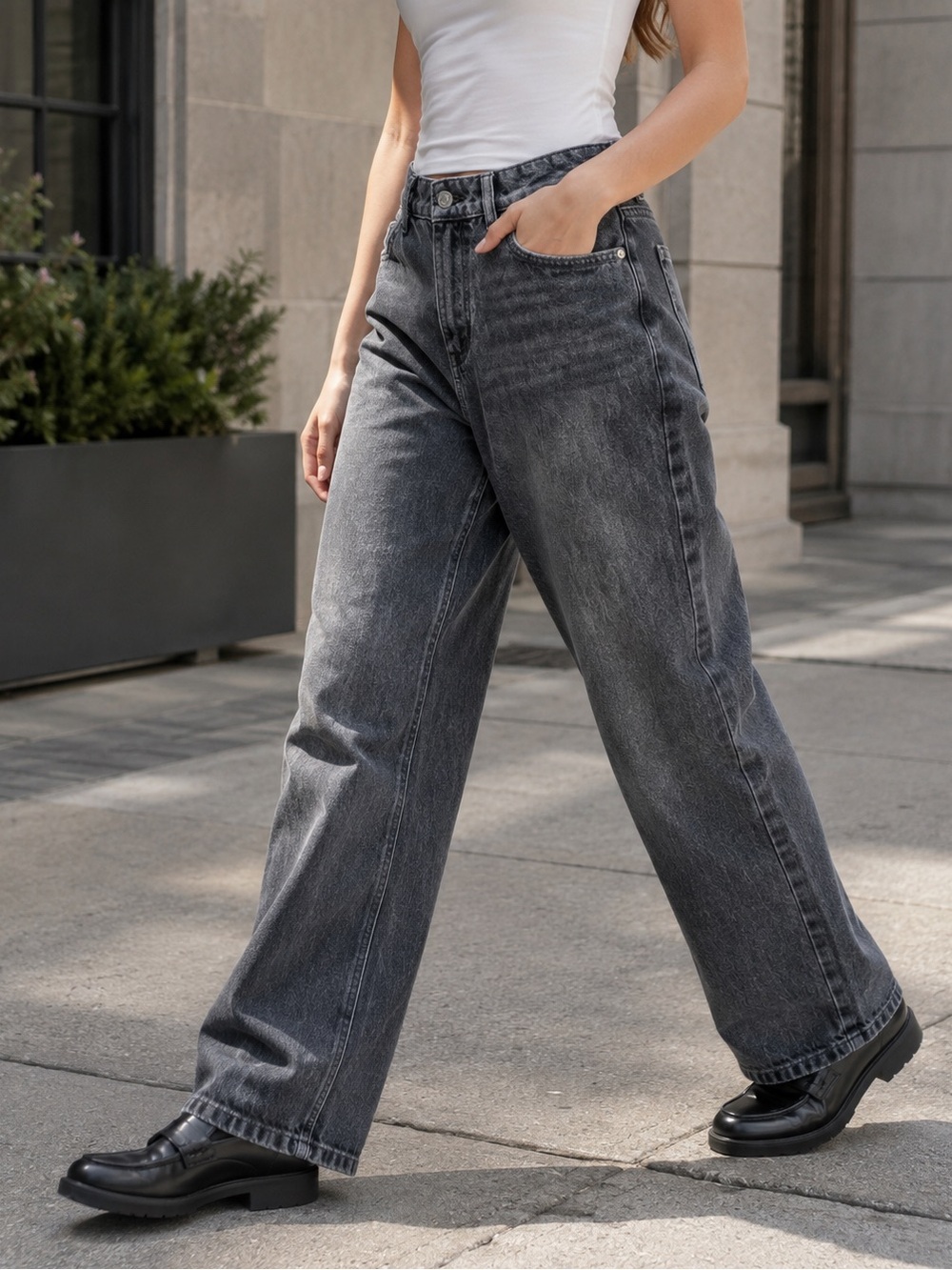 Garage Slouchy Washed Black Grey Jeans | 00/23